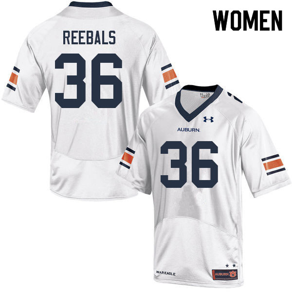 Women #36 Luke Reebals Auburn Tigers College Football Jerseys Sale-White - Click Image to Close
